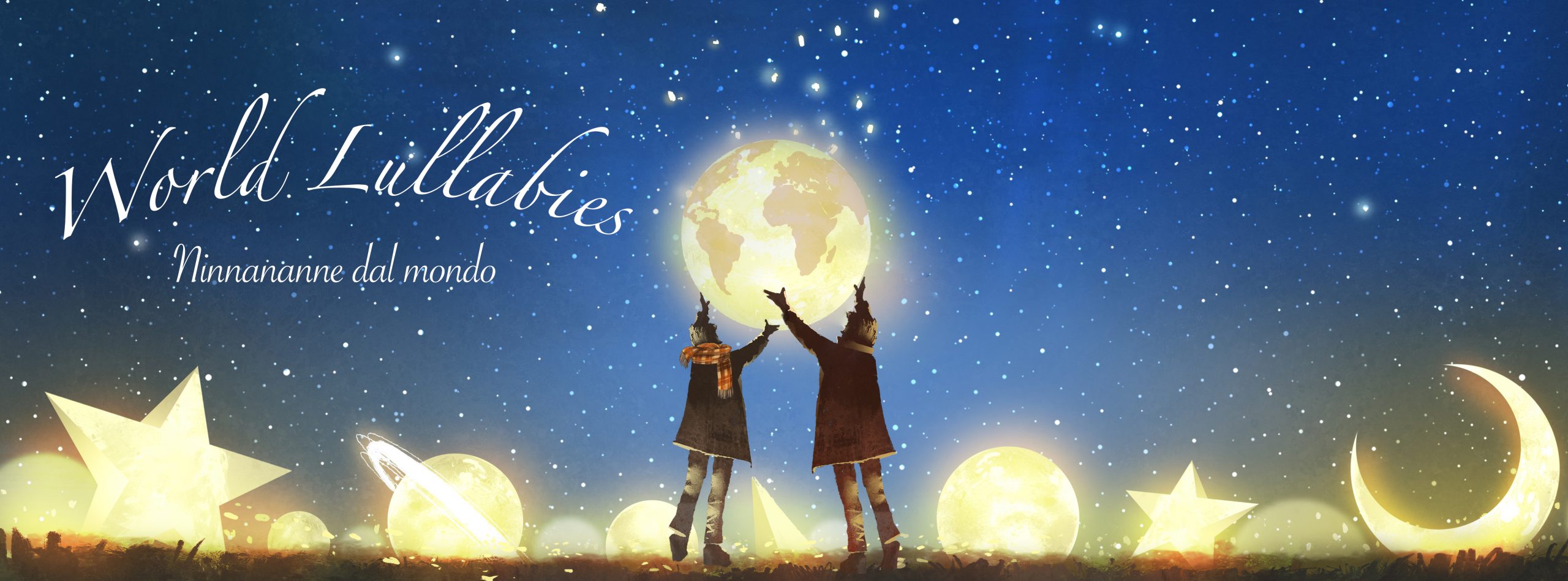 beautiful scenery showing the young boy standing among glowing p